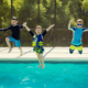kids jumping into neighborhood pool richmond va